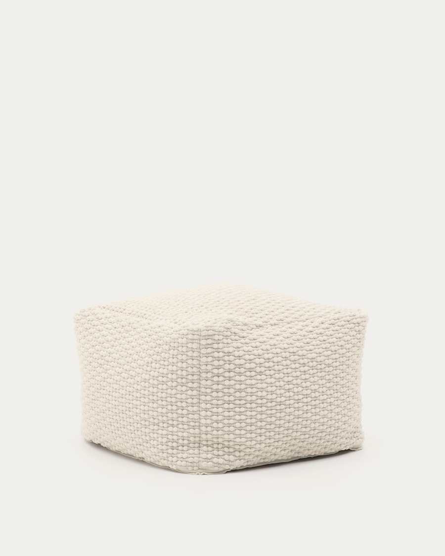 Mascarell pouffe, cotton and polyester in white, 60 x 60 cm