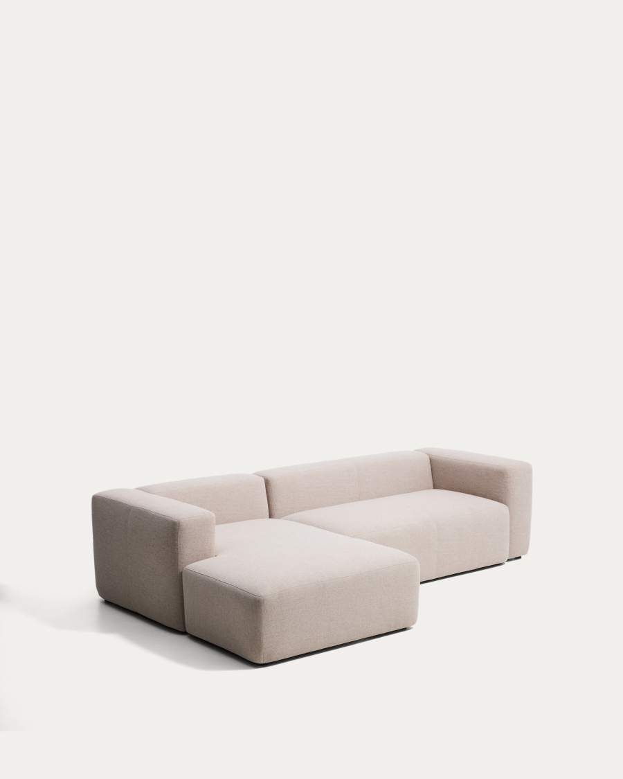 Blok 3-seater sofa with left chaise longue in beige chenille 300cm FSC Mix Credit