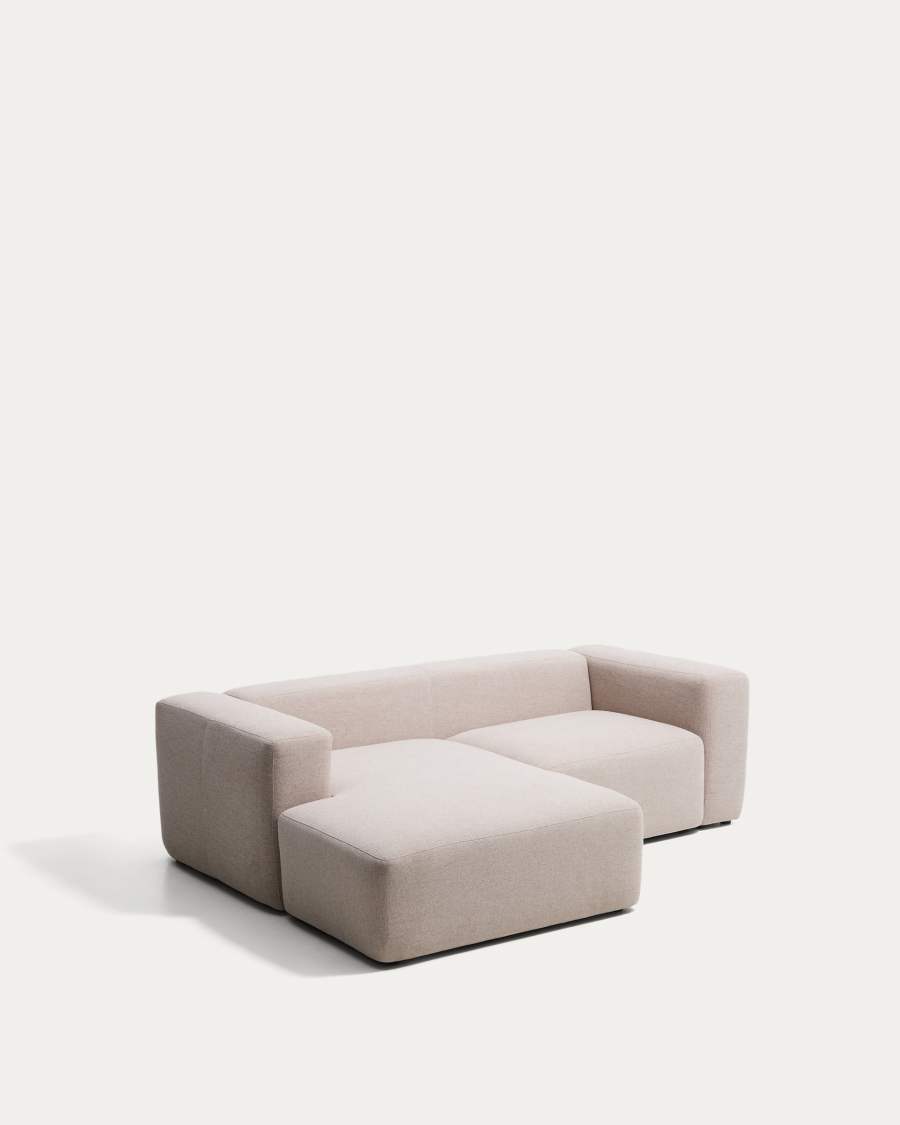 Blok 2-seater beige chenille left chaise longue sofa 240cm FSC Mix Credit