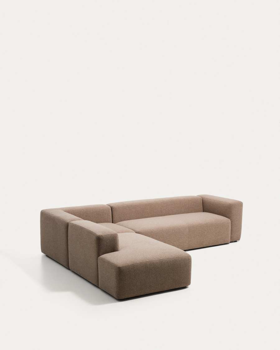 Blok brown chenille 5-seater corner sofa with left terminal 255 x 320cm FSC Mix Credit