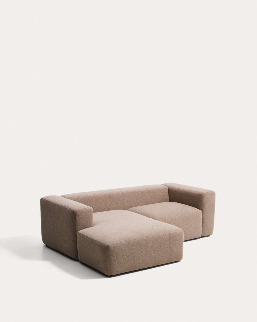 Blok 2-seater brown chenille left chaise longue sofa 240cm FSC Mix Credit