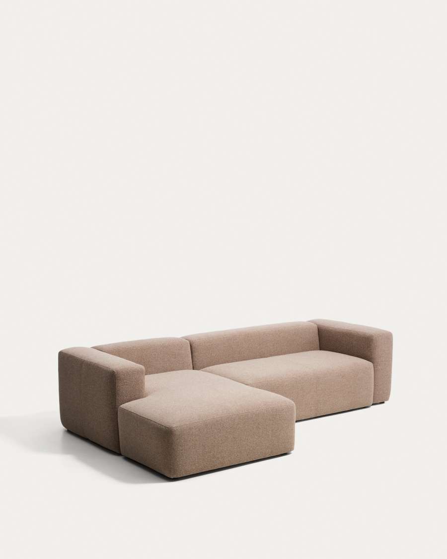 Blok 3-seater sofa with left chaise longue in brown chenille 300cm FSC Mix Credit