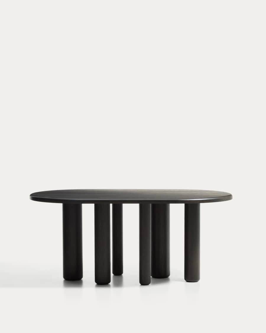 Mailen oval table in ash wood veneer with dark finish, Ø 180 x 105 cm