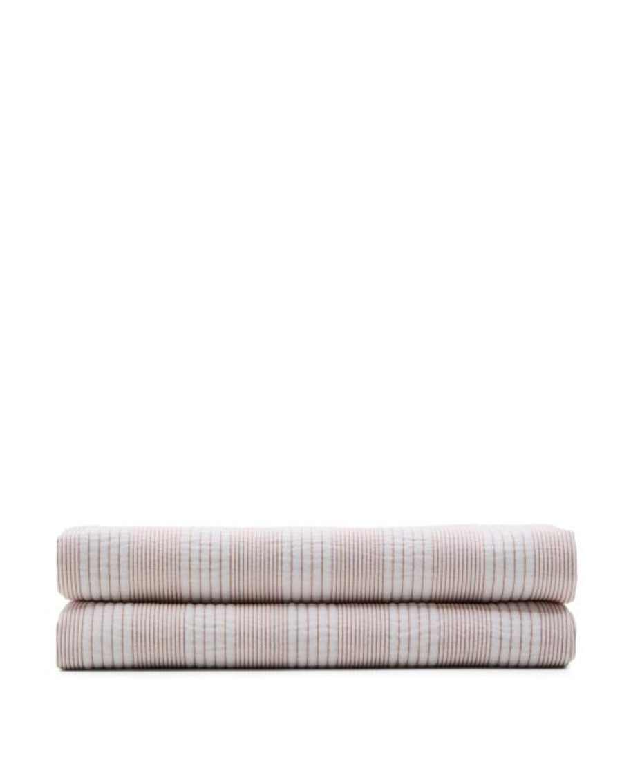 Macie orange and beige striped 100% cotton bedspread for 90/135cm bed
