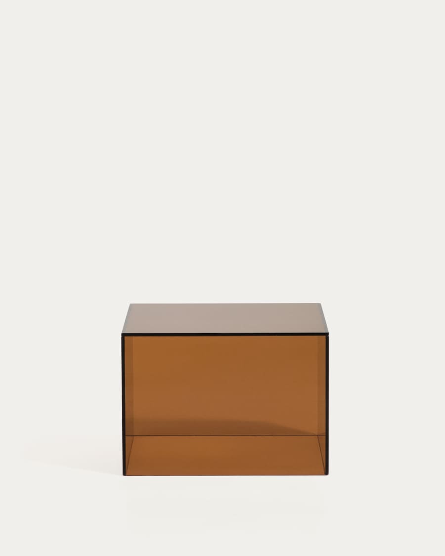 Orlia side table in brown tempered glass 50 x 50cm