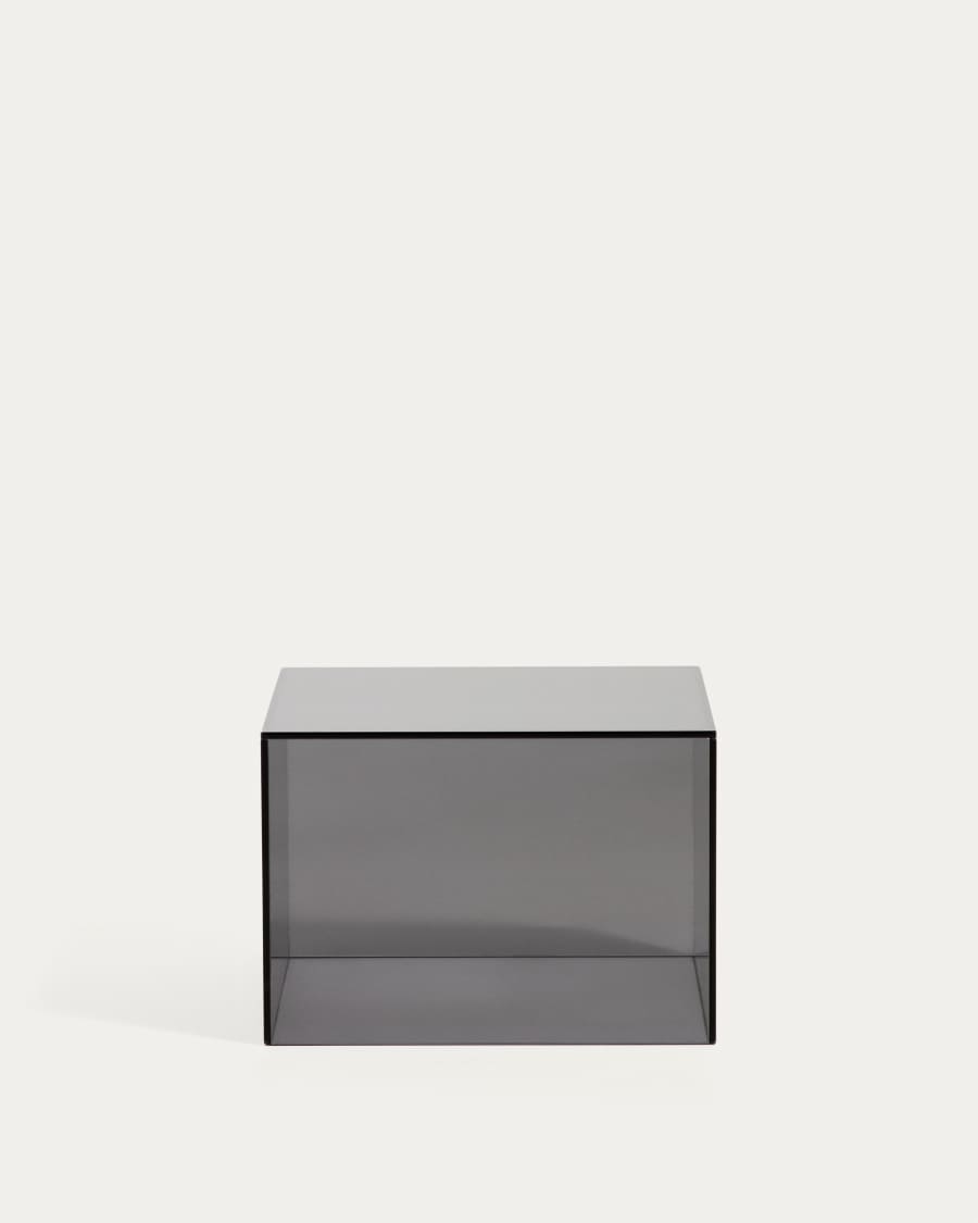 Orlia side table in dark grey tempered glass 50 x 50cm