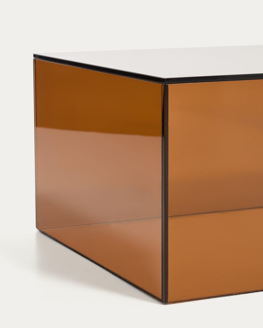 Orlia side table in brown tempered glass 50 x 50cm