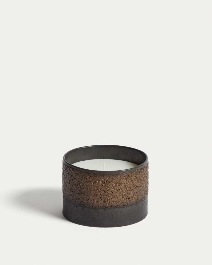 Orial dark brown ceramic candle Ø13 cm