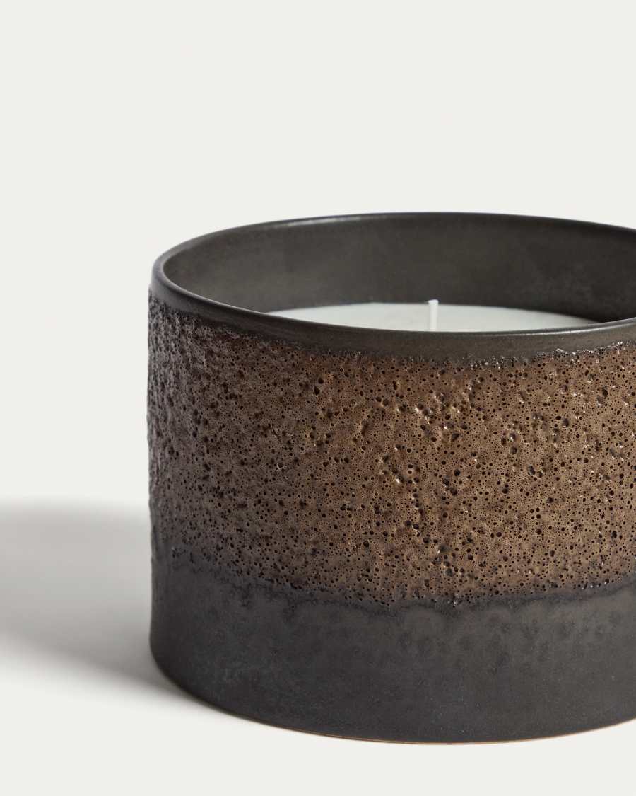 Orial dark brown ceramic candle Ø13 cm