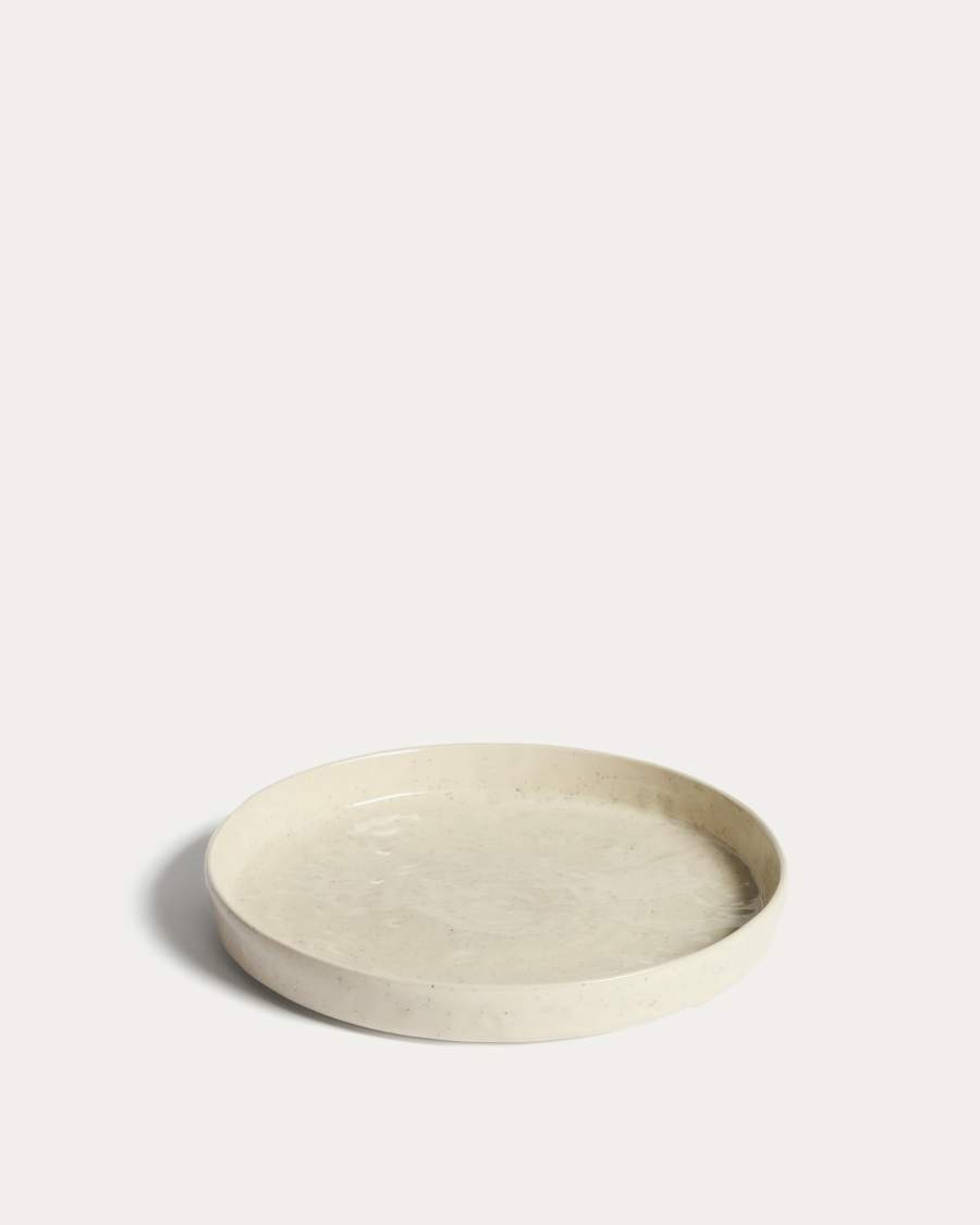 Daner ecru ceramic dessert plate