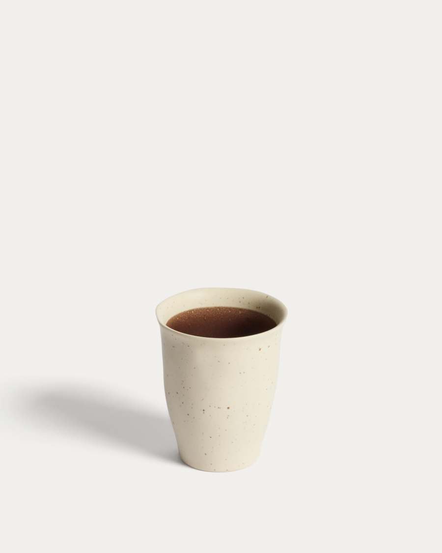 Nale beige ceramic mug with brown bottom