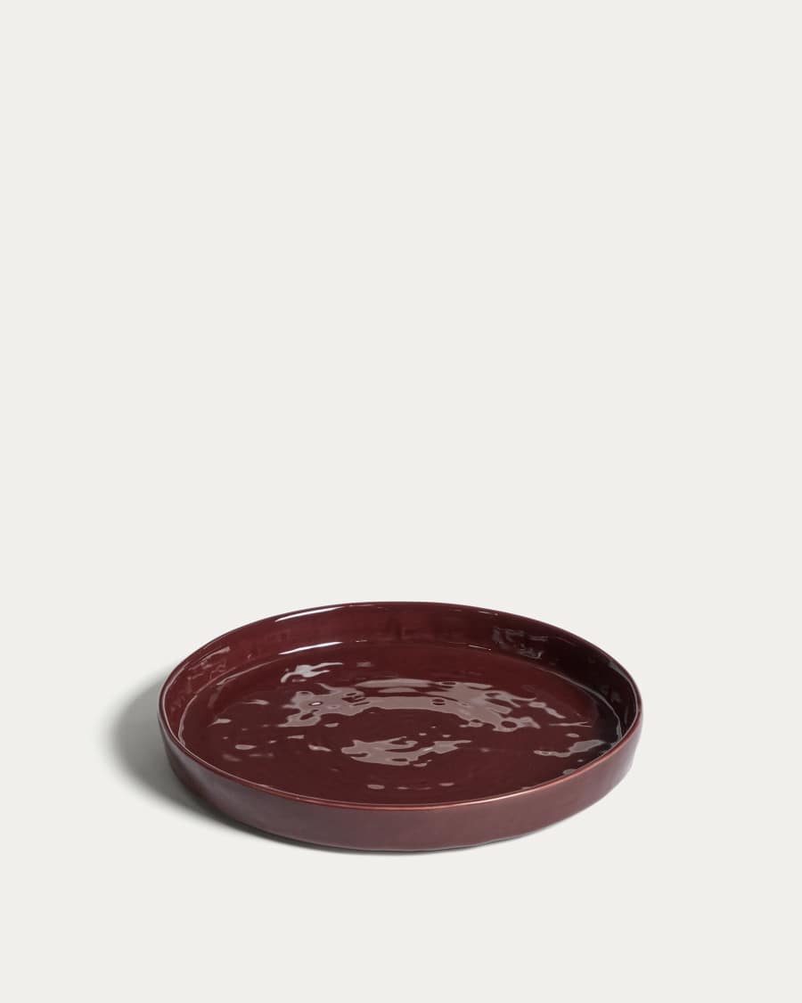 Daner burgundy ceramic dessert plate