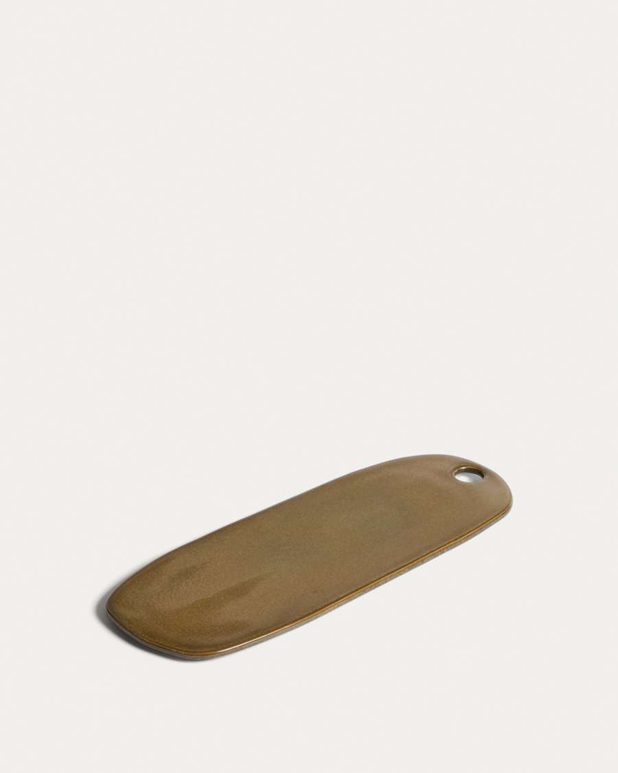 Aderno moss green ceramic serving board 29 x 11.5 cm