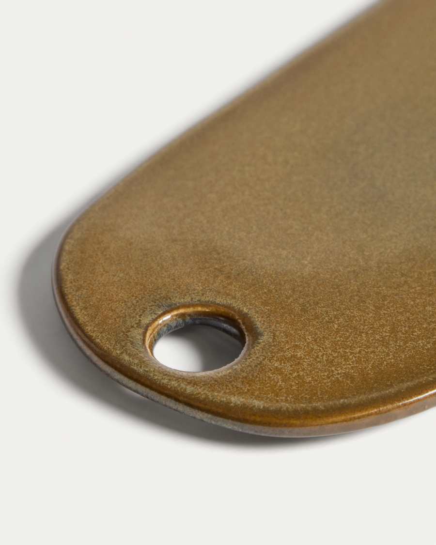 Aderno moss green ceramic serving board 29 x 11.5 cm
