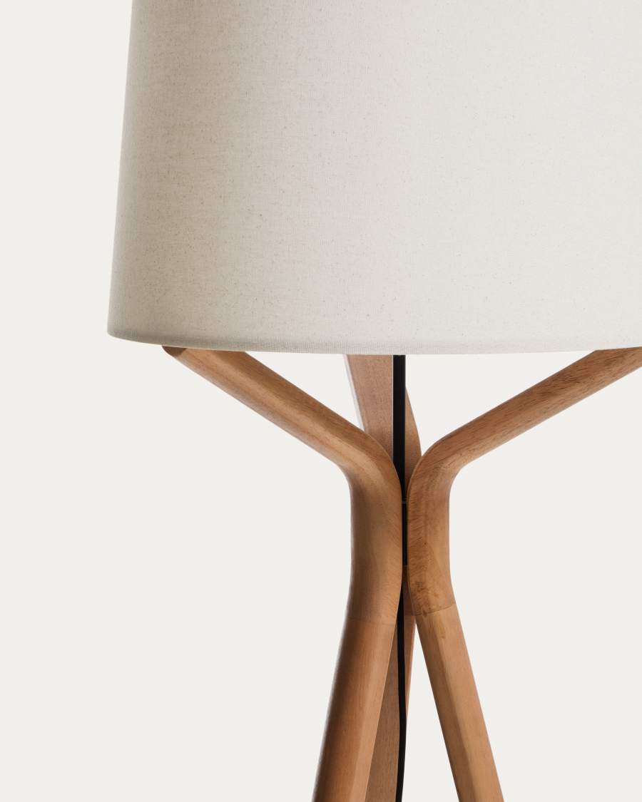 Ubira floor lamp in ash wood and linen lampshade