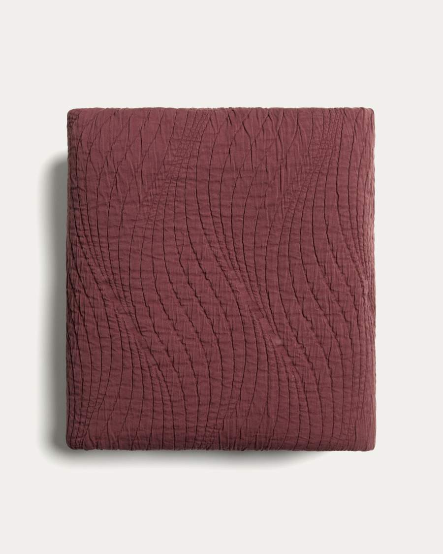 Sarula 100% cotton jacquard bedspread in garnet for 150/160 cm beds