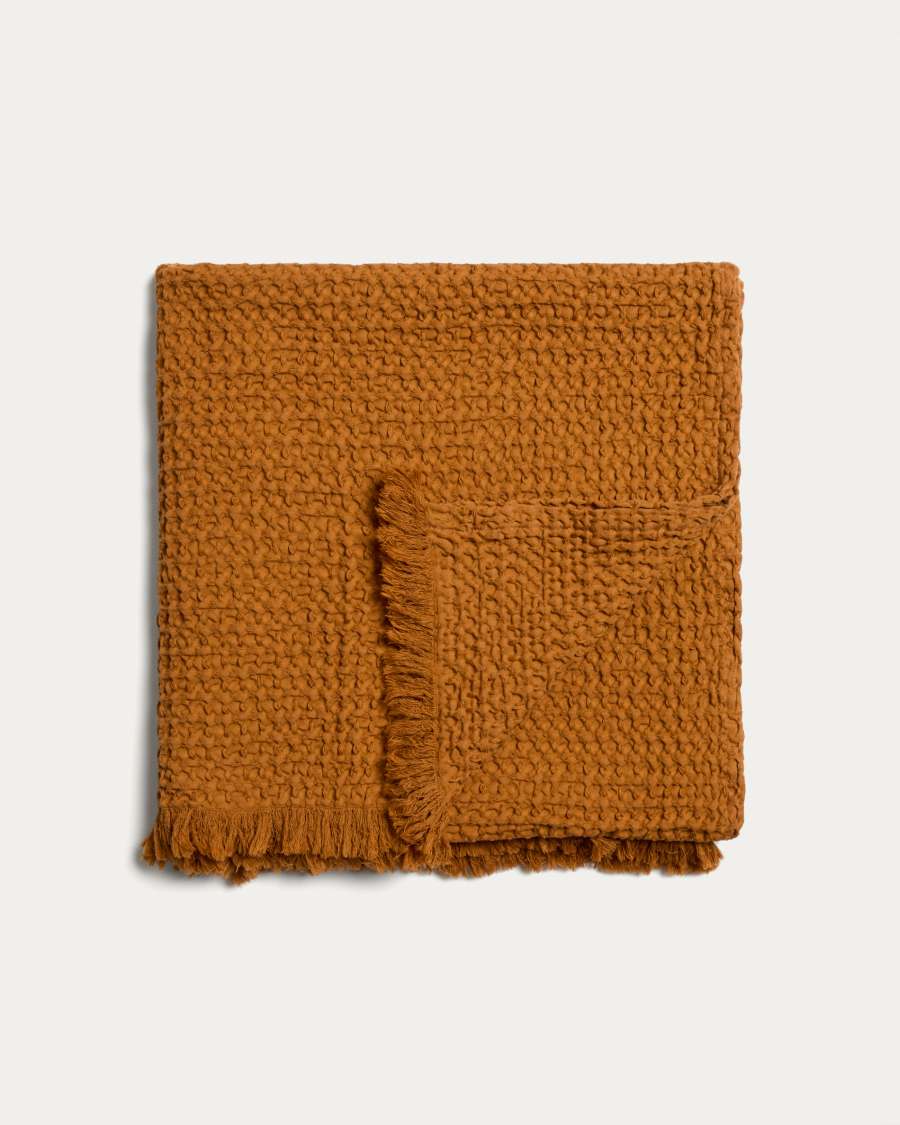 Nulina 100%-cotton waffle mustard blanket 130 x 170 cm
