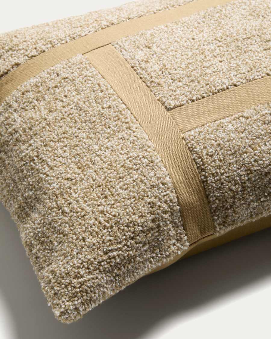 Lomel micro bouclé cushion cover with ecru graphic detailing 40 x 60 cm