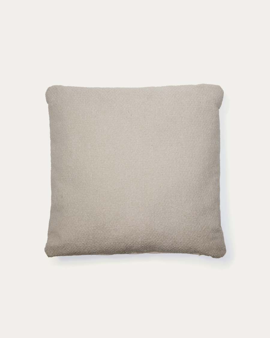 Martina fire-retardant stone-coloured chenille cushion 52 x 52 cm