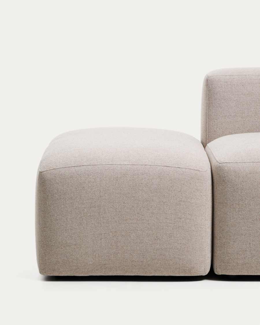 Blok 3-seater sofa with right armrest and end pouffe in beige chenille 270cm FSC Mix Credit