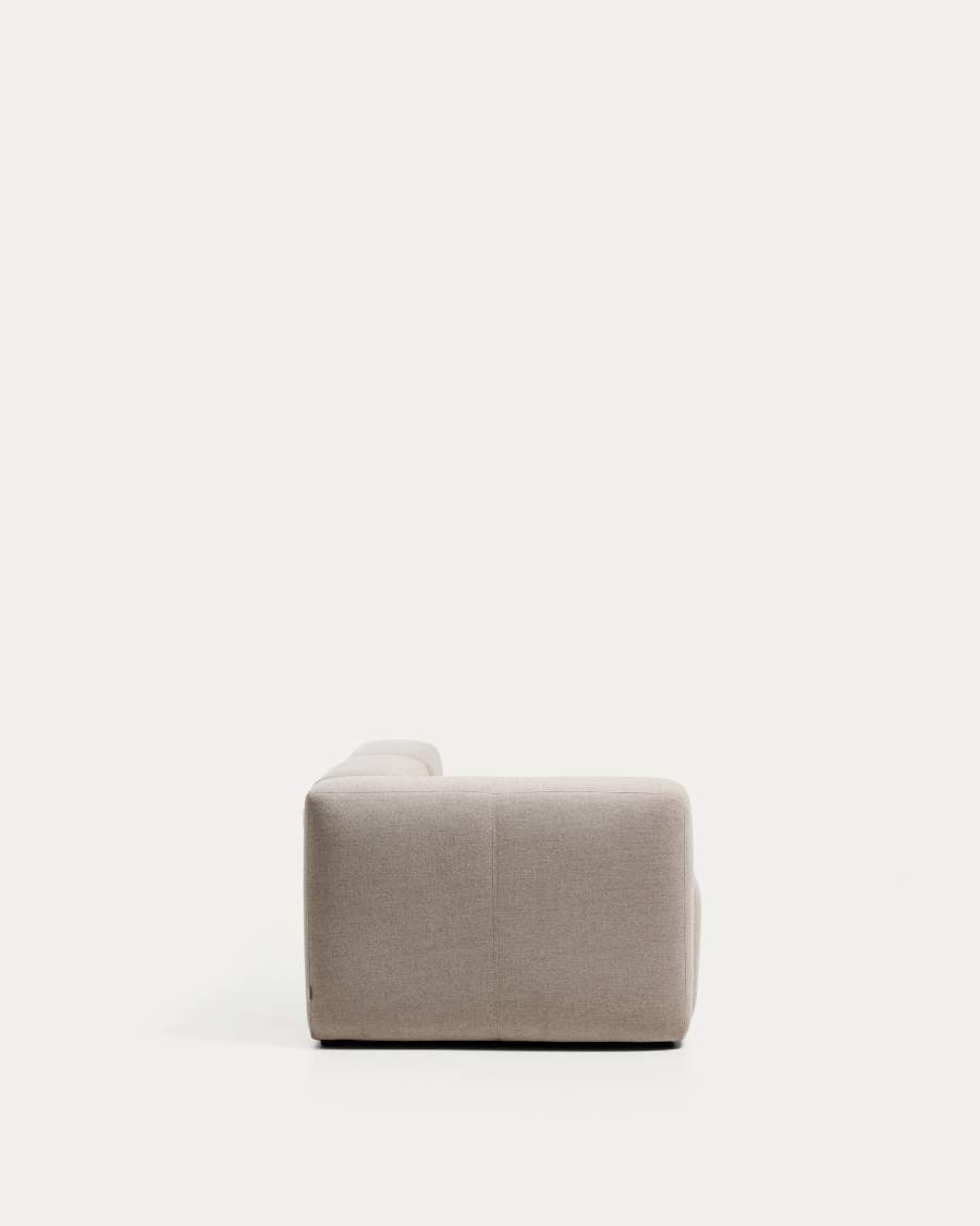 Blok 3-seater sofa with left armrest and end pouffe in beige chenille 270cm FSC Mix Credit