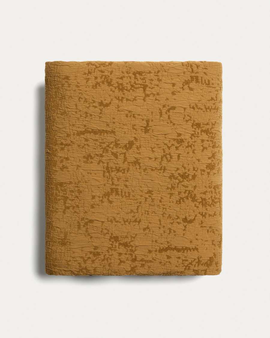 Sorava 100%-cotton jacquard mustard bedspread for 90/135 cm bed