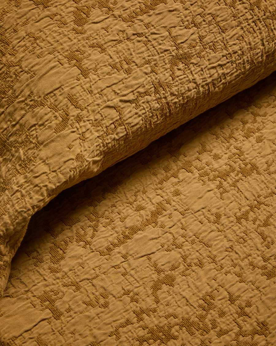 Sorava 100%-cotton jacquard mustard bedspread for 90/135 cm bed
