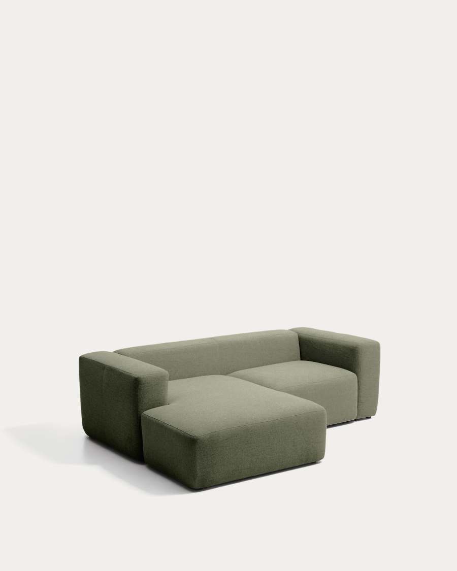 Blok 2-seater moss green chenille left chaise longue sofa 240cm FSC Mix Credit