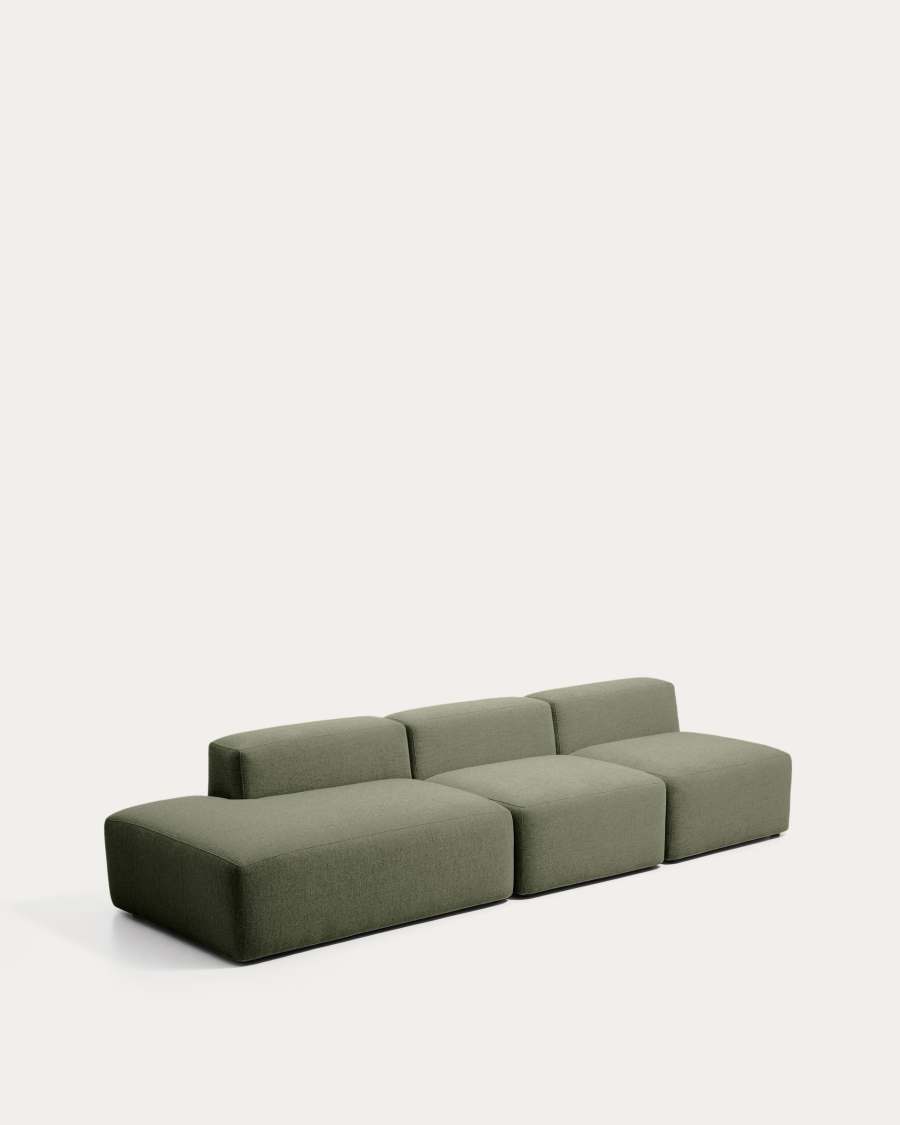 Blok moss green chenille 3-seater sofa with left terminal 325cm FSC Mix Credit