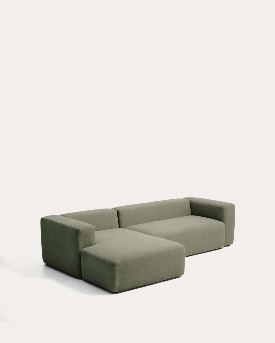 Blok 3-seater sofa with left chaise longue in moss green chenille 300cm FSC Mix Credit