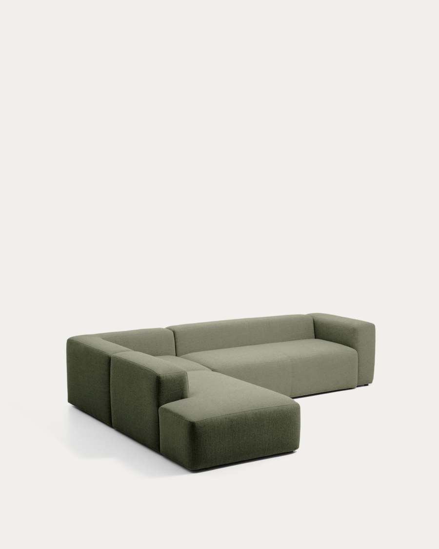 Blok moss green chenille 5-seater corner sofa with left terminal 255 x 320cm FSC Mix Credit