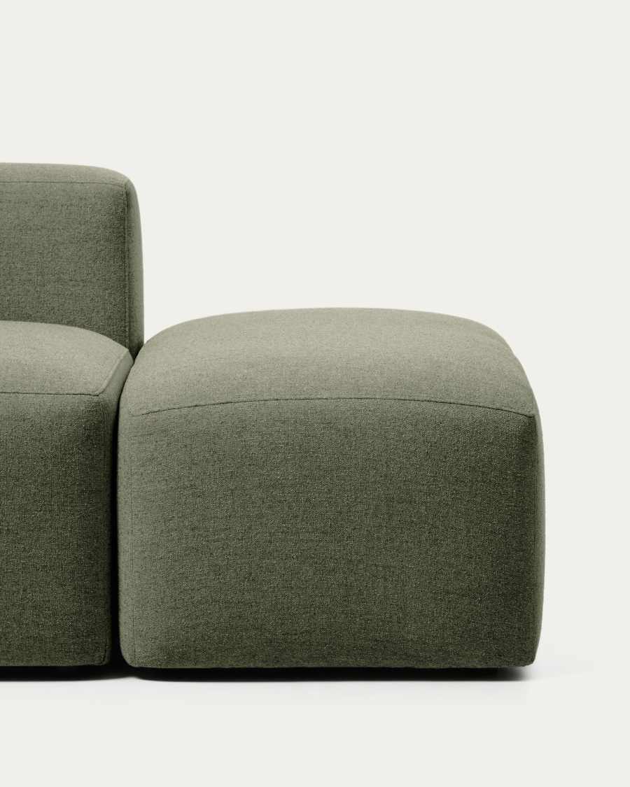 Blok 3-seater sofa with left armrest and end pouffe in moss green chenille 270cm FSC Mix Credit