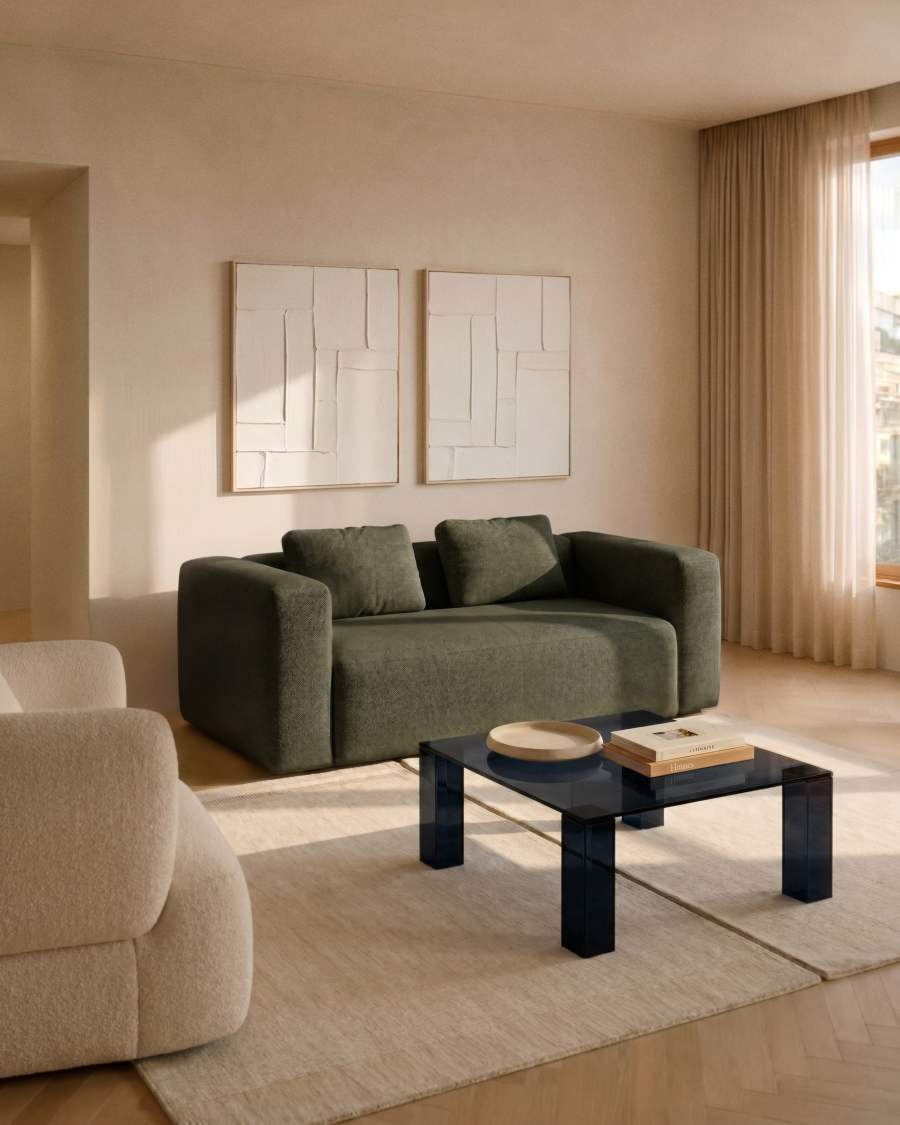 Blok 2-seater moss green chenille sofa 210cm FSC Mix Credit