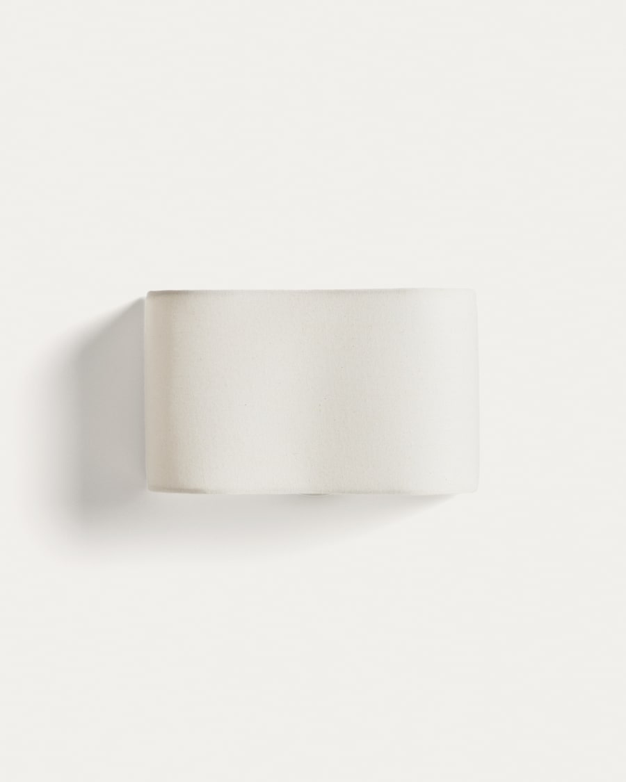 Lumeni beige rubberwood and linen wall-mounted light fixture 25 cm