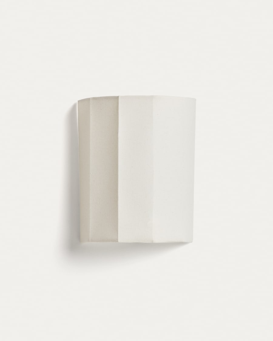Lumeni beige rubberwood and linen wall-mounted light fixture 20 cm