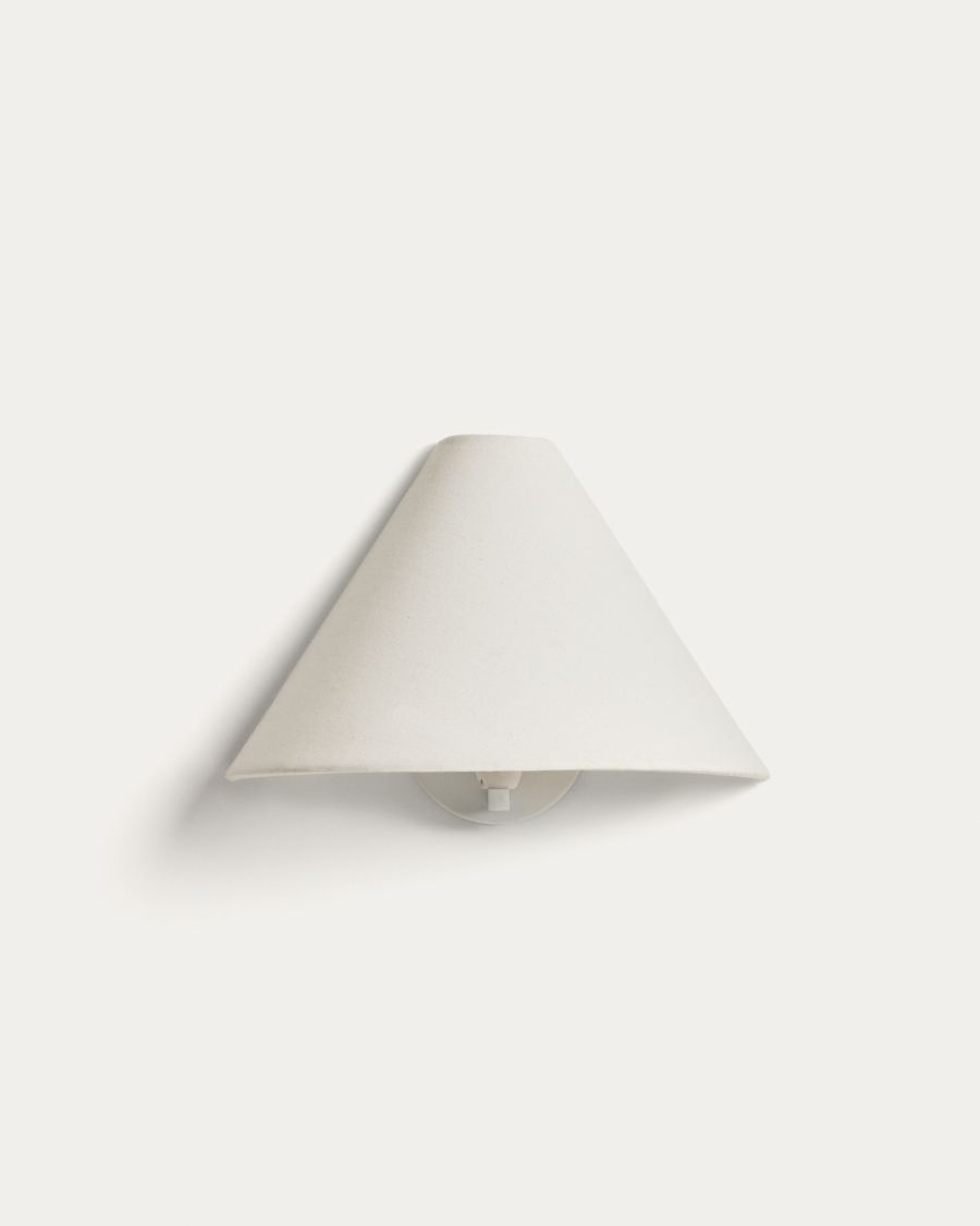 Lumeni beige rubberwood and linen wall-mounted light fixture 30 cm
