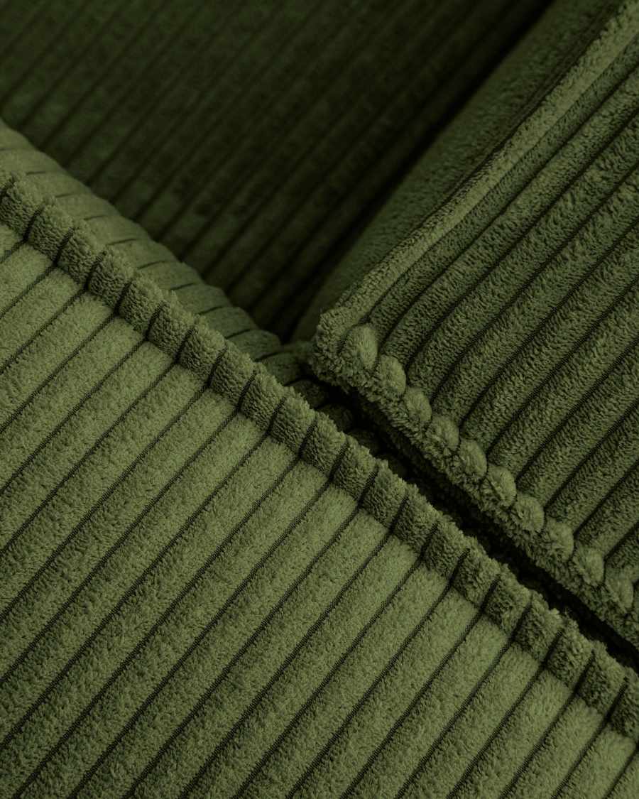 Blok 5-seater corner sofa with left terminal in green thick corduroy 255 x 320cm FSC Mix Credit