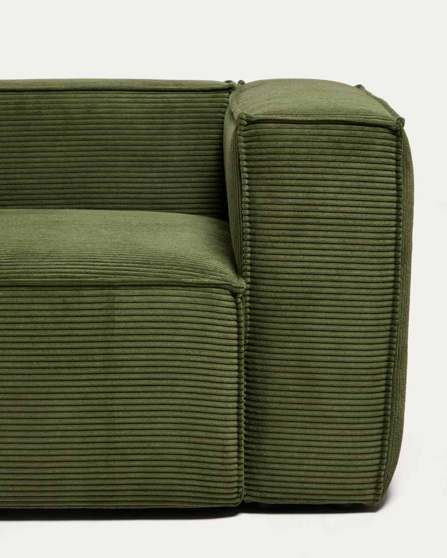 Blok 5-seater corner sofa with left terminal in green thick corduroy 255 x 320cm FSC Mix Credit
