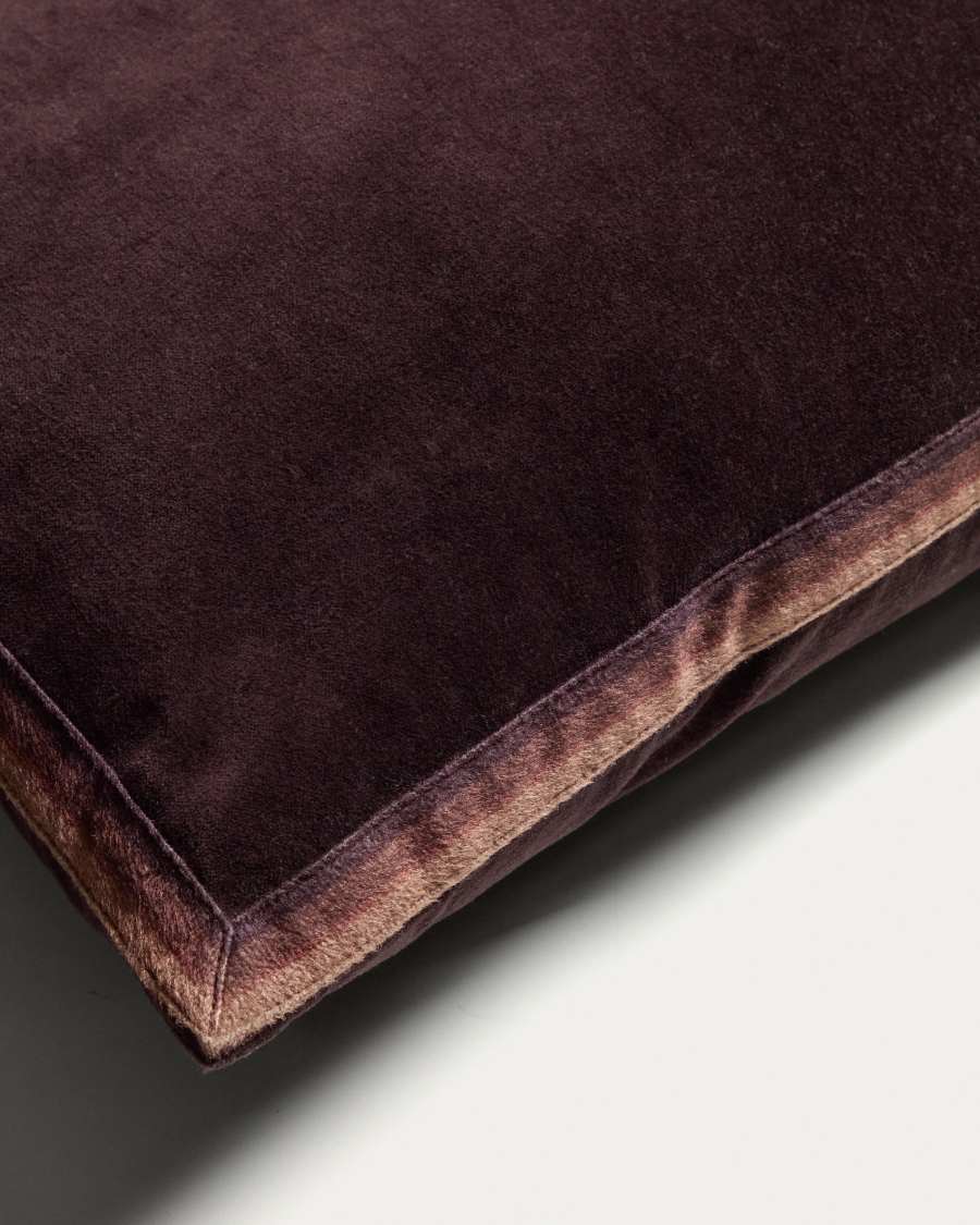 Niroi 100% brown velvet cotton cushion cover with ribbon detail 40 x 60 cm