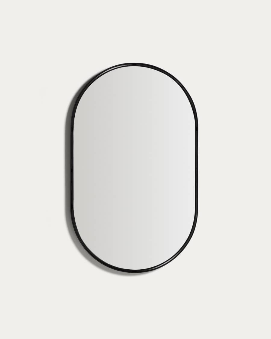 Noral oval black metal mirror Ø50.5 x 90cm