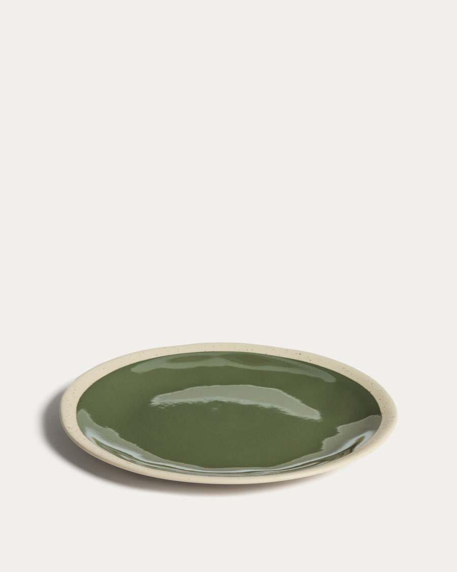 Nale beige ceramic plate with green bottom