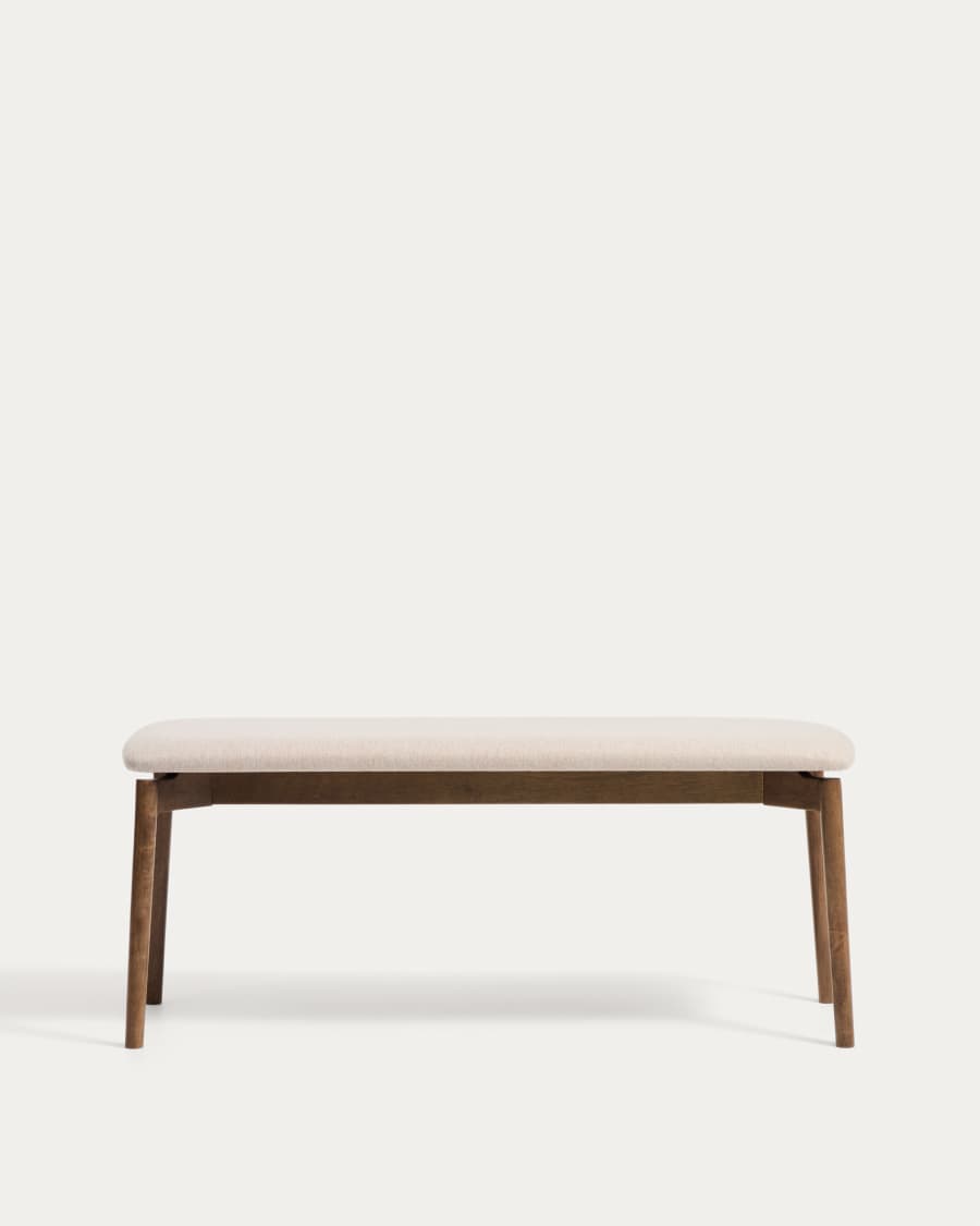 Evera bench in oak veneer with walnut finish and brown chenille 122cm