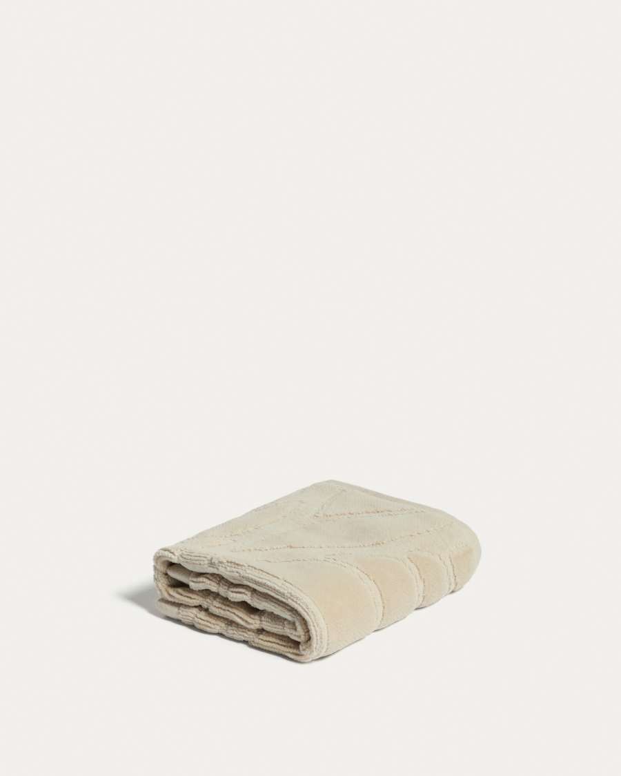 Lurevi 100%-cotton jacquard hand towel with a beige velvet finish 30 x 50 cm