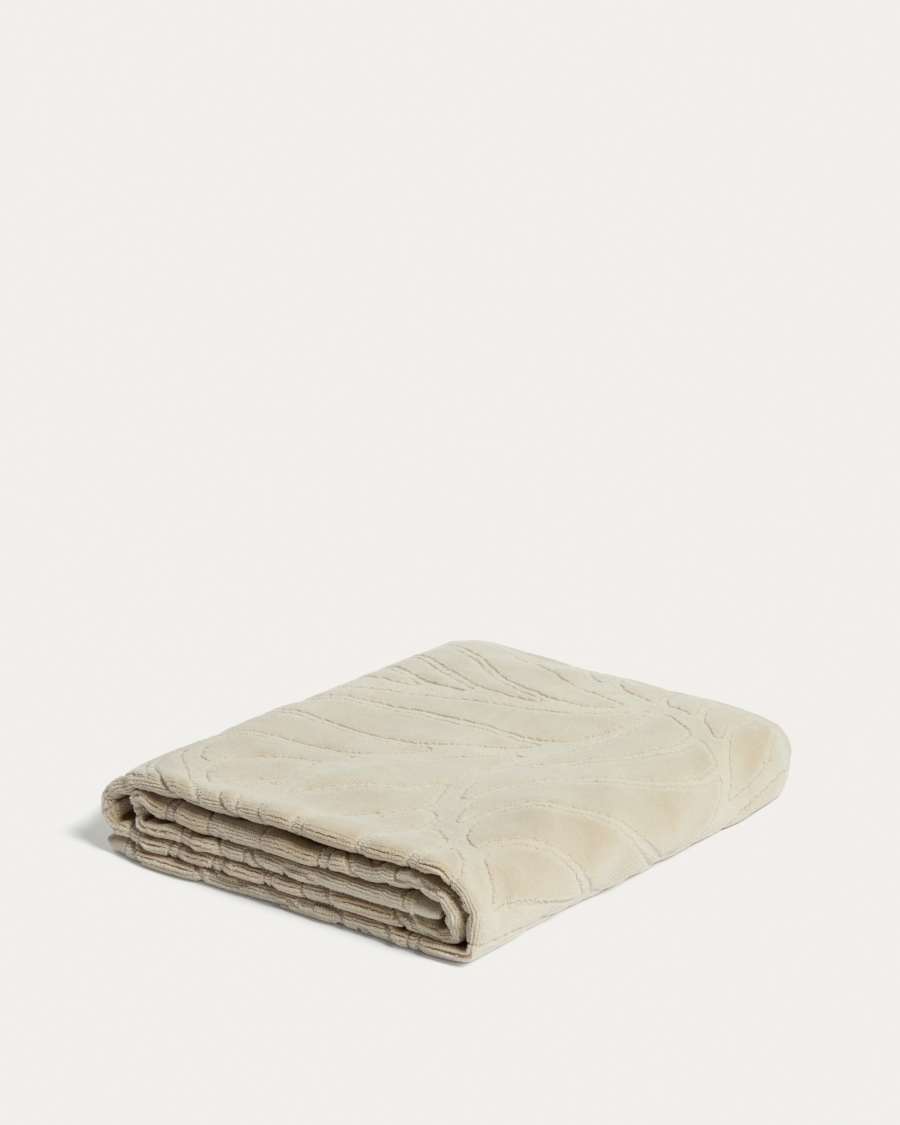 Lurevi 100%-cotton jacquard bath towel with a beige velvet finish 70 x 140 cm