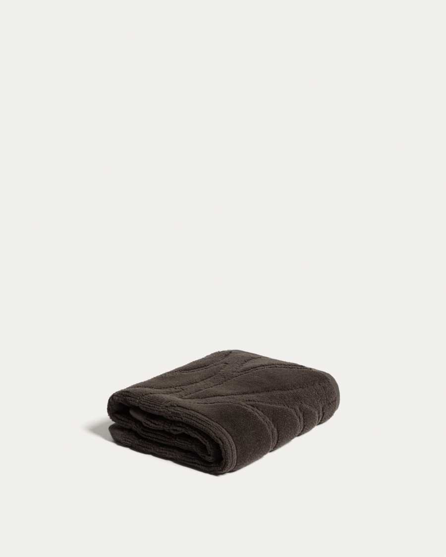 Lurevi 100%-cotton jacquard hand towel with a brown velvet finish 30 x 50 cm