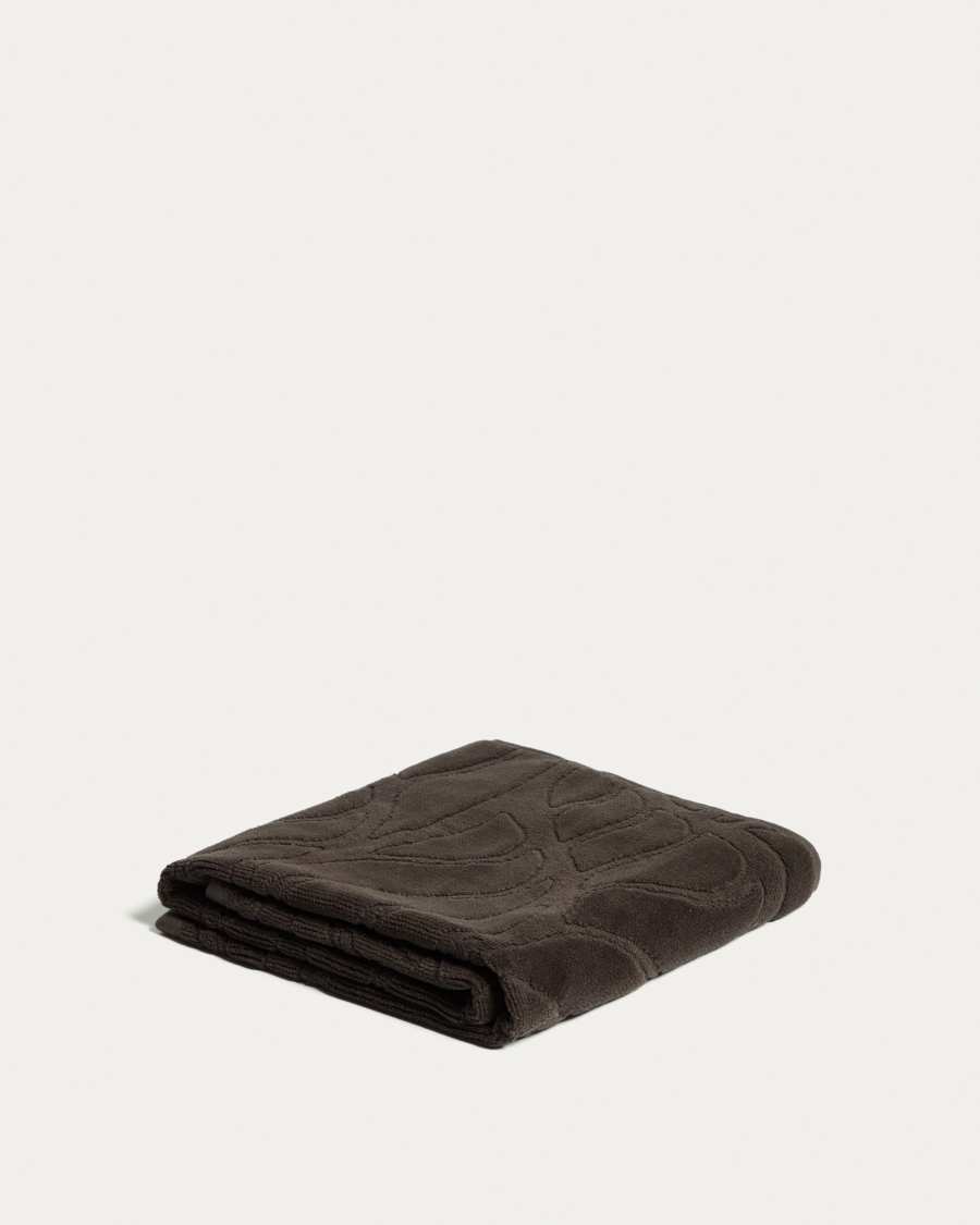 Lurevi 100% cotton jacquard hand towel with a brown velvet finish 50 x 90 cm