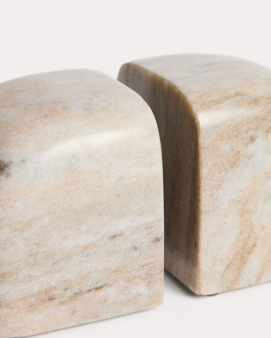 Benine beige marble bookends