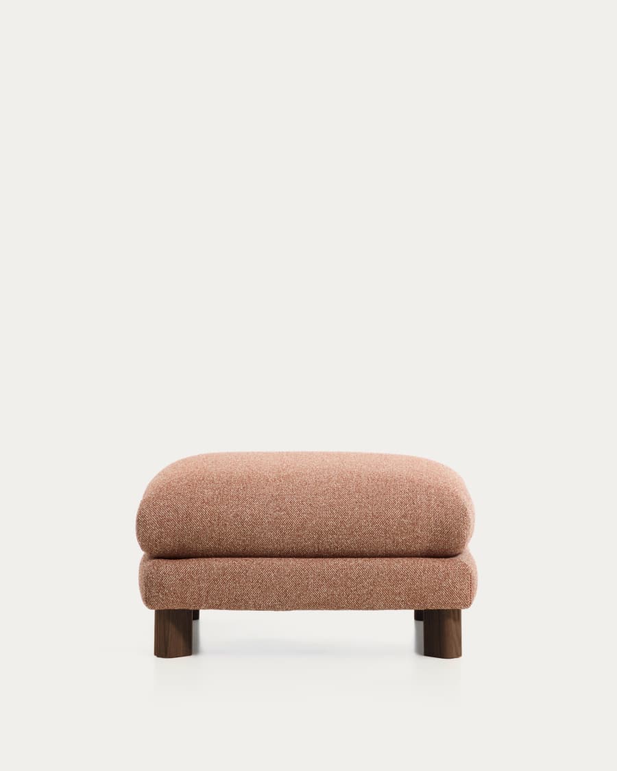 Vera terracotta footrest with walnut-finish solid ash wood legs 80 x 80 cm FSC Mix Credit
