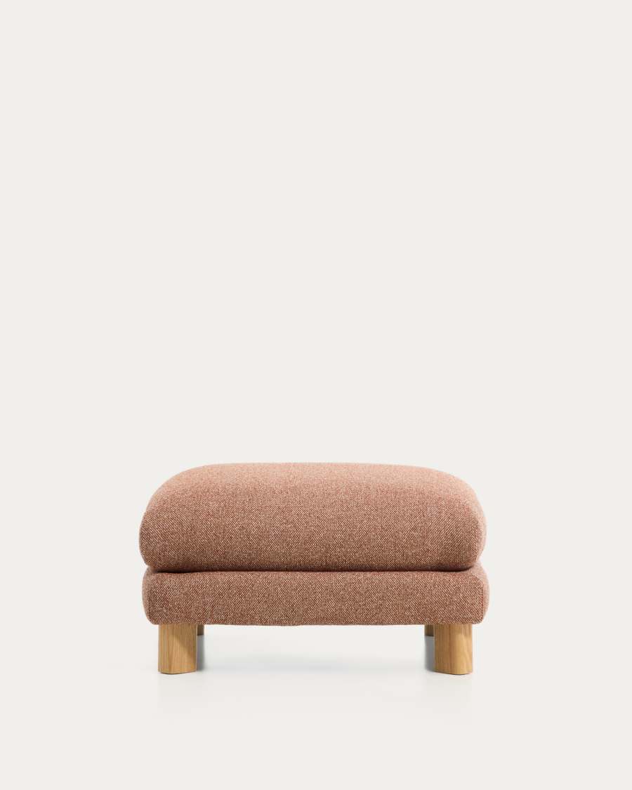 Vera terracotta footrest with natural-finish solid ash wood legs 80 x 80 cm FSC Mix Credit