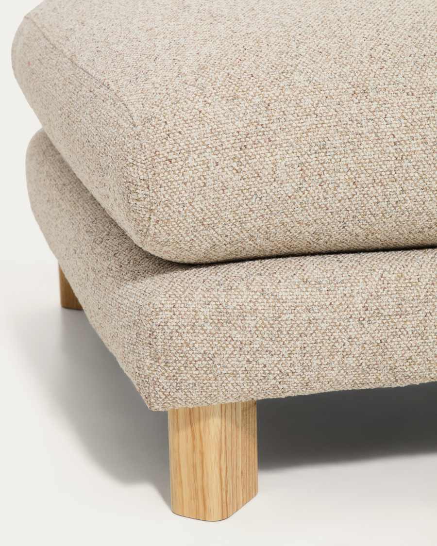 Vera beige footrest with natural-finish solid ash wood legs 80 x 80 cm FSC Mix Credit